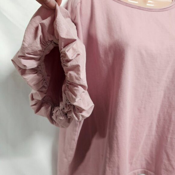 We The Free Relaxed Boxy Top Blouse Women Size M Rose Pink Balloon Sleeve - Picture 12 of 13